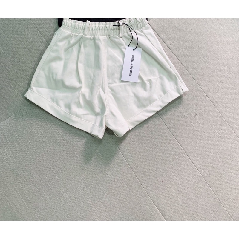 Set áo lệch vai quần short lưng cao bé gái