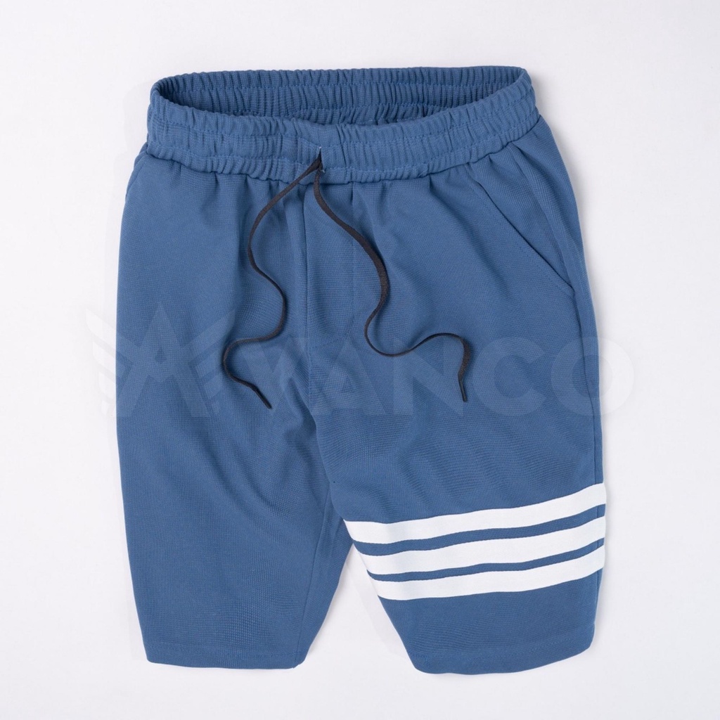Quần short nam đẹp 3 sọc dáng lửng vải cotton xốp thoáng mát chống nhăn, form chuẩn hàng xuất xịn AVANCO