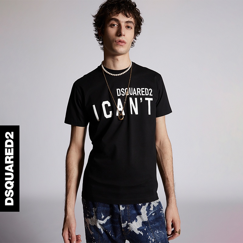 Áo Thun cotton Ngắn Tay In Hình Thời Trang Thu Đông Đơn Giản Dành Cho Nam DSQUARED2 / D2 power