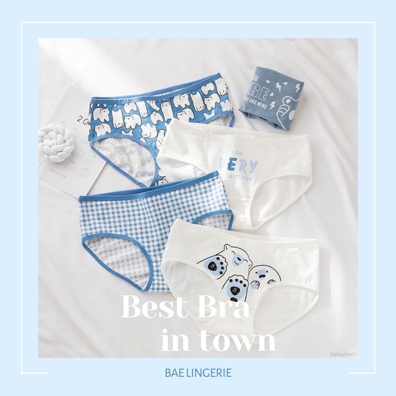 (Có chọn màu) Quần lót nữ cotton thun dễ thương thoáng mát BLUE BEAR - Bae Lingerie