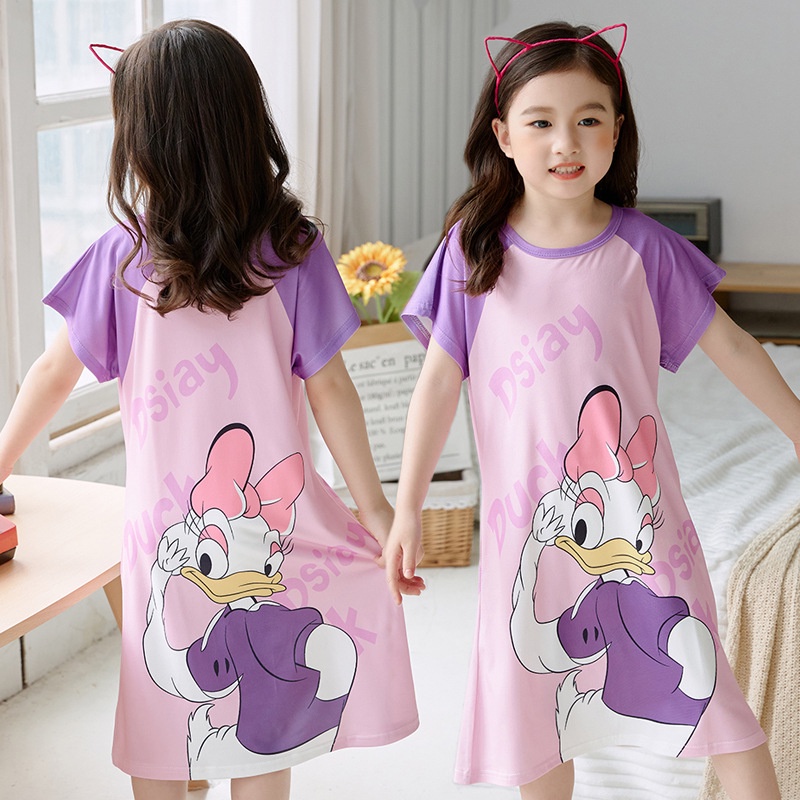 đồ ngủ Dáng Chữ A In Họa Tiết Hoạt Hình Thời Trang Mùa Hè Cho Bé Gái 2021