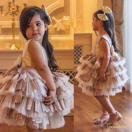 Đầm ren xòe xếp tầng phong cách công chúa đáng yêu cho bé gái