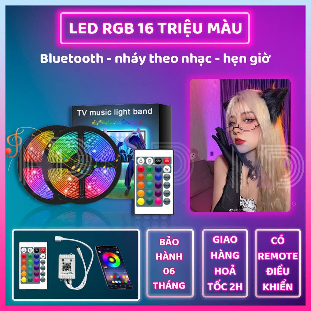 Dây đèn led 5m RGB 16 triệu màu TikTok IP65 điều khiển qua Điện thoại xài APP - NHÁY THEO NHẠC - HẸN GIỜ TẮT/MỞ