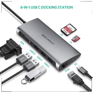 Cáp cổng chuyển usb type-c to vga/usb 3.0/sd/tf/lan ugreen 50539