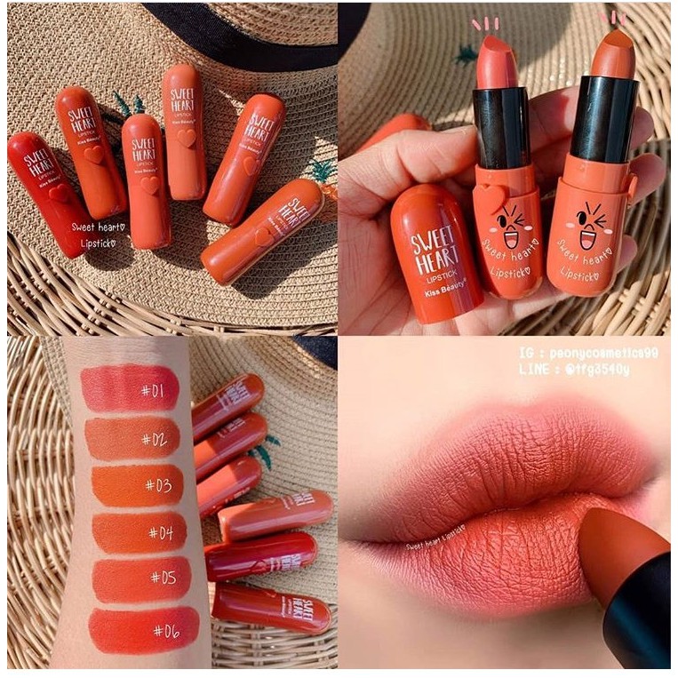Son Thỏi Sweet Heart - Tone Cam Đào thời thượng Kiss Beauty | BigBuy360 - bigbuy360.vn