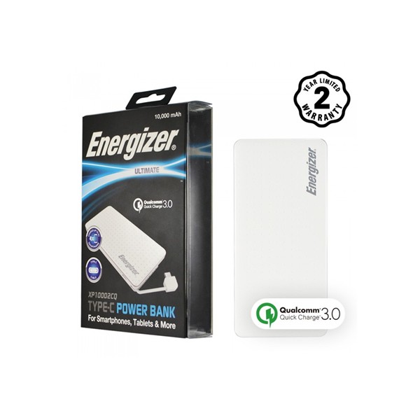 Pin sạc dự phòng Energizer XP10002CQ - 10,000mAh, QC 3.0, Liền cáp USB-C