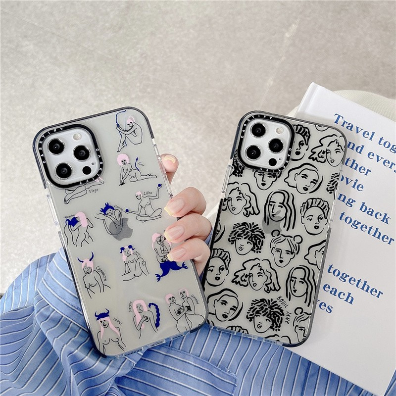 Spoof Literary Lines Artistic Human Body Fun Casetify Case IPhone 7 8 Plus SE 2020 Phone Cover IPhone 12 pro max 12Mini Soft Casing IPhone 11 Pro Max X XR XS