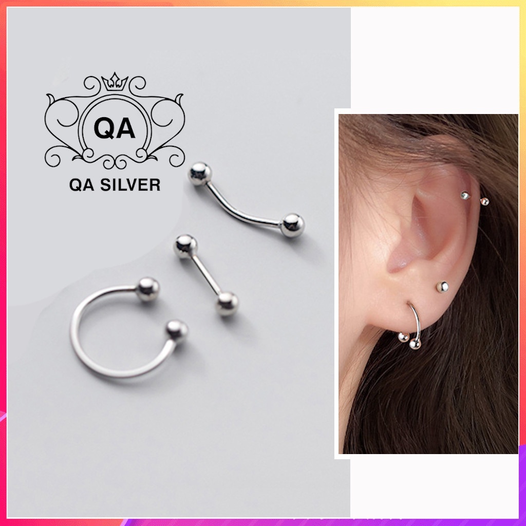 Khuyên tai bạc khoen vành chốt bi vặn nam nữ bông tai kẹp vành S925 EARCUFF Silver Earrings QA SILVER EA200903