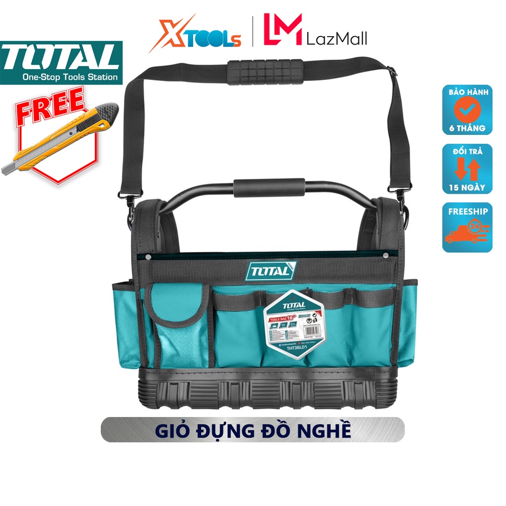 Giỏ đựng đồ nghề TOTAL THT36L01 | Túi đựng công cụ kích thước 16 inch túi đựng dụng cụ 21 ngăn chất liệu polyester 600D