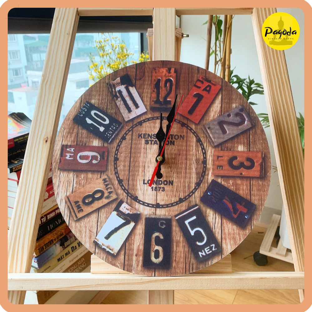 (30x30cm) Đồng hồ treo tường gỗ retro MS05 (Follow shop để nhận mã giảm giá)