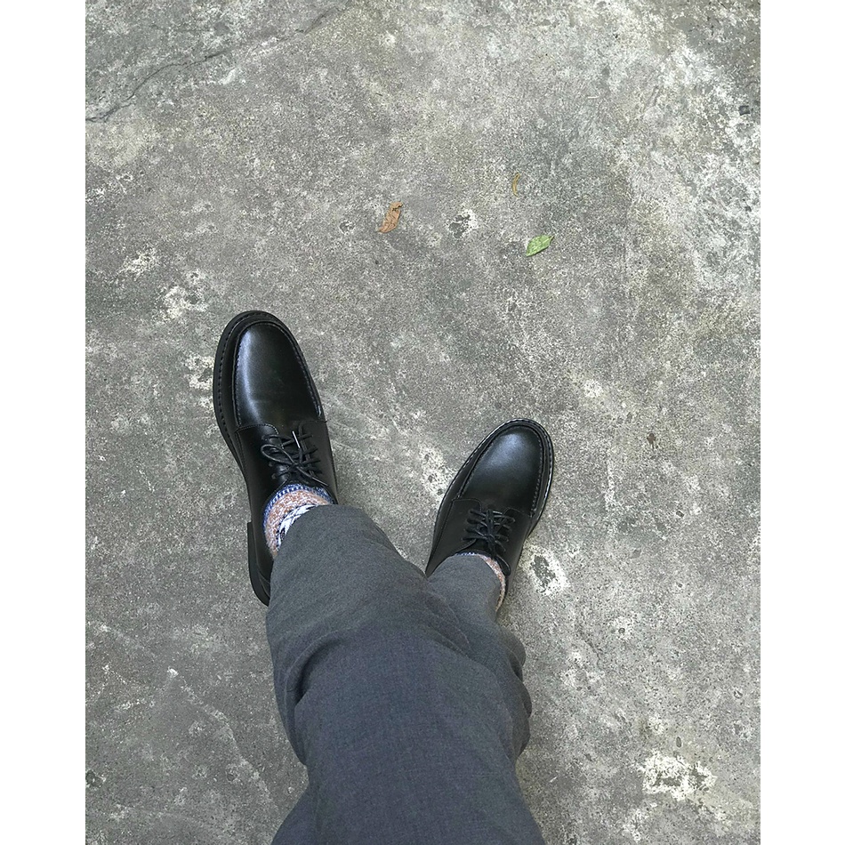 Giày Derby Moctoe Classic MAD Black nam buộc dây da bò cao cấp chính hãng giá rẻ chất lượng tốt bảo hành trọn đời