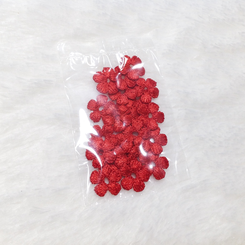 Gói 20 hoa mai thêu sẵn trang trí ren quần áo may mặc bông đính kết thủ công handmade nhiều màu