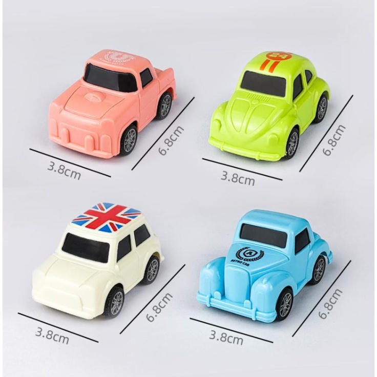 Bộ 4 mô hình xe ô tô trang trí bánh sinh nhật
