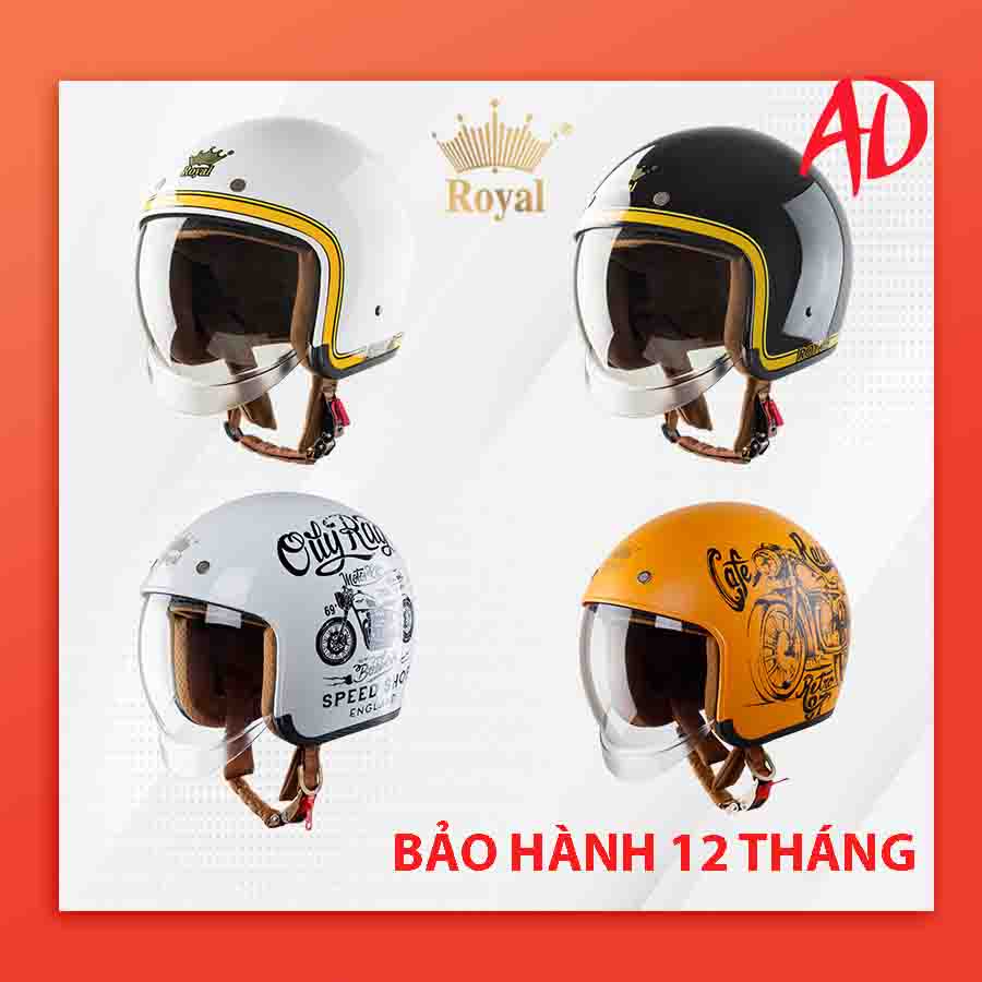 Mũ bảo hiểm 3/4 Royal M139 kính âm nhiều tem design hiện đại 2022, bảo hành 12 tháng