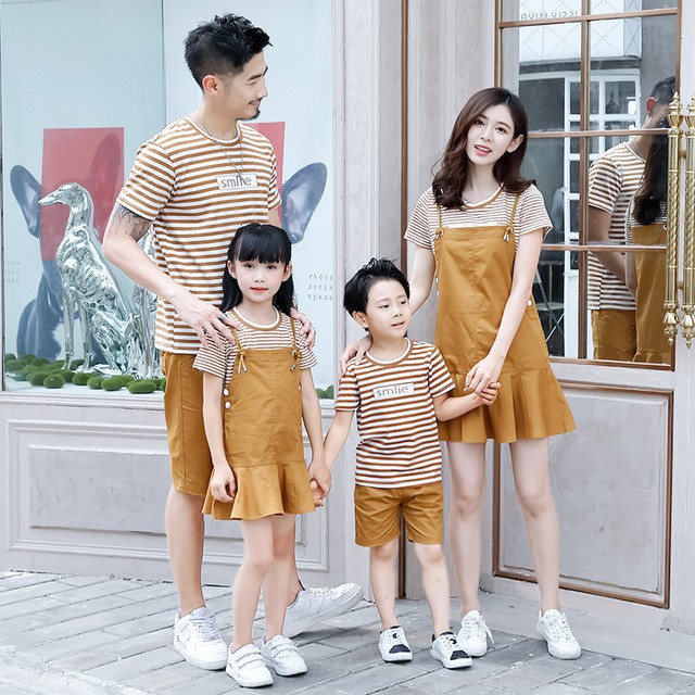 Đồ gia đình đẹp ❤️FREESHIP❤️ Set Đồ bộ gia đình áo kẻ sọc kèm yếm và quần AG30