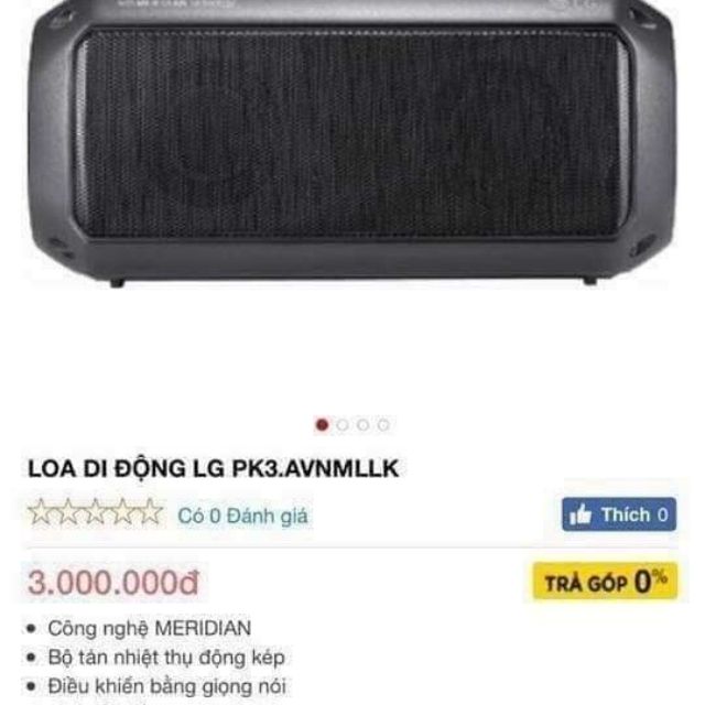 Loa di động  LG PK3 BLUTOOth  bảo hành chính hãng LG