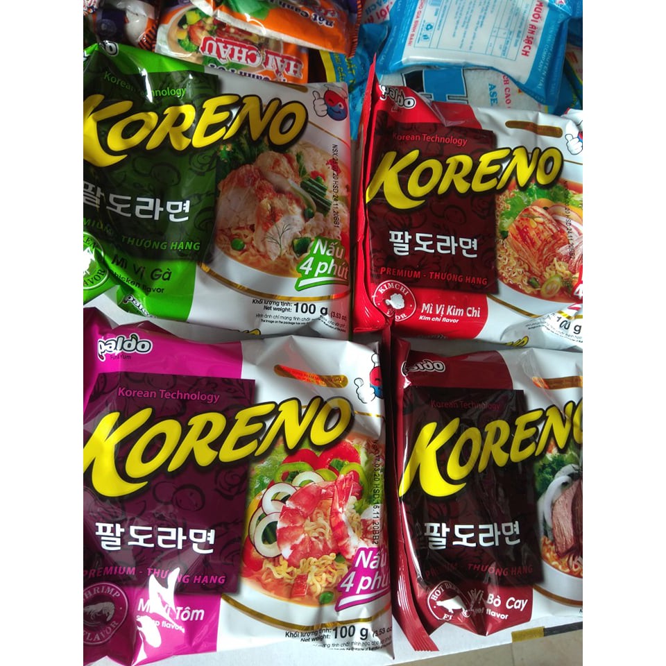Mì Koreno Thượng hạng các vị Bò/Gà/Tôm/Kim Chi gói 100g