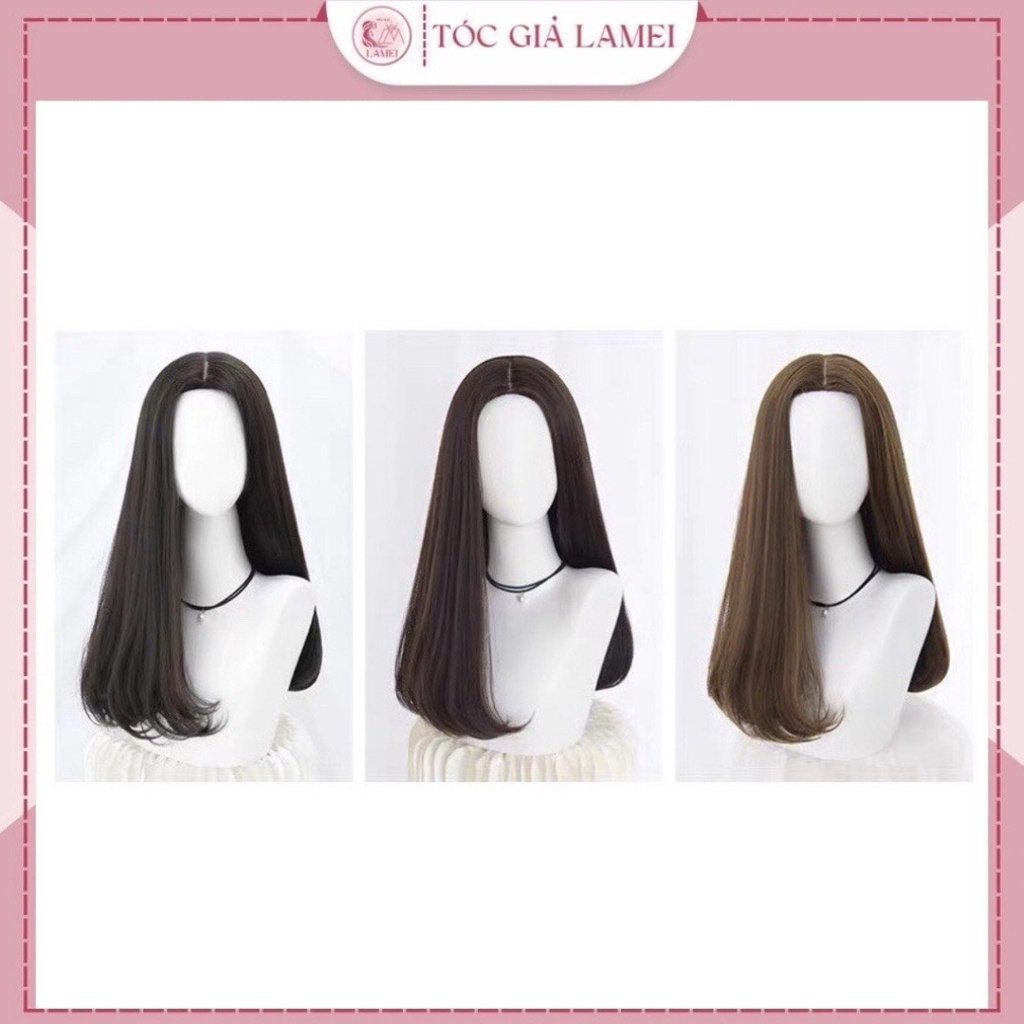 Tóc giả nữ nguyên đầu không mái cụp đuôi nhẹ