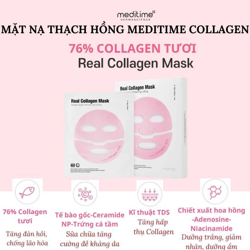 Mặt Nạ Thạch Meditime Collagen Cô Đặc Dùng Làm Sữa Dưỡng Body 4 Miếng Dưỡng Trắng Cấp Ẩm - KOBE YOUNG