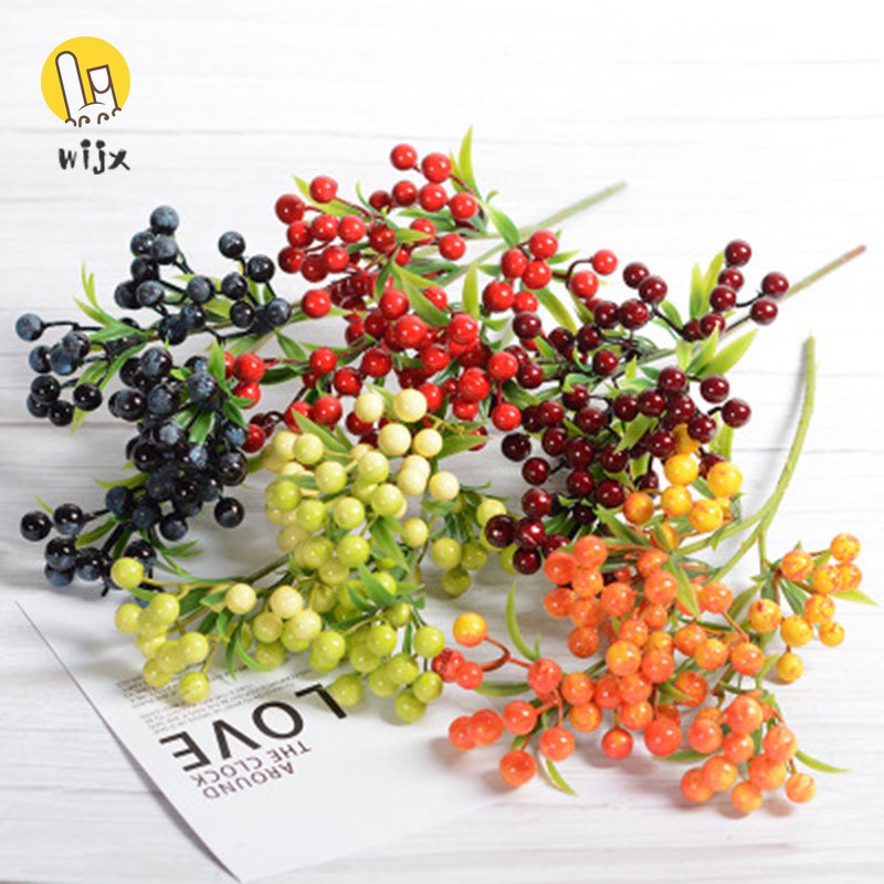 WiJx❤❤❤Summer Korean Ivy Red Berry Berries Bush Bouquet Christmas Vine Holly Xmas Festive Fern Home Office @VN