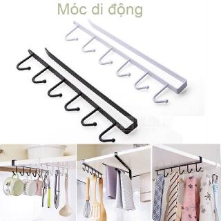 Móc áo 6-Hook Cup Chủ Tủ Móc treo tường Tủ gắn Giá đựng đa chức năng Giá treo đồ treo móc nồi không cần dụng cụ nhà bếp
