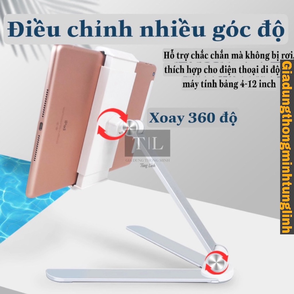 Kệ Giá Đỡ Máy Tính Bảng Ipad Tablet Tam Giác - Kệ đỡ điện thoại di động hợp kim nhôm điều chỉnh tự do xoay 360độ