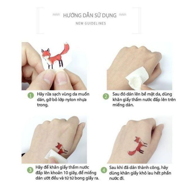 Hình xăm dán tatoo cành đào, hoa đào sakura size vừa T007