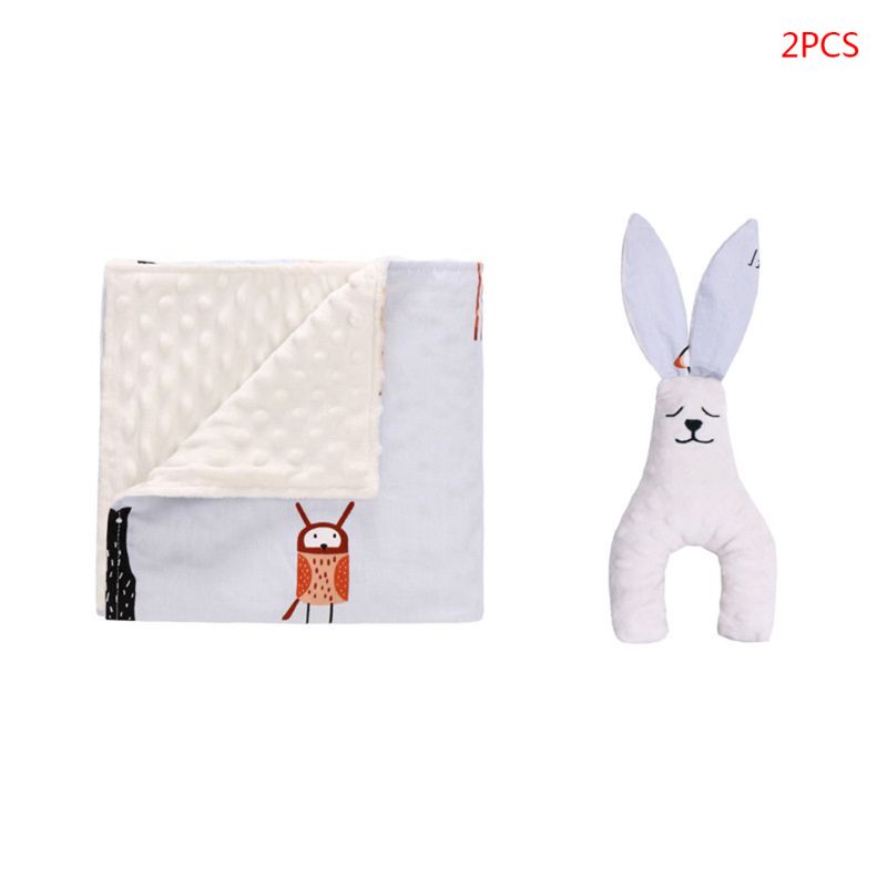 Set 2 Chăn Và Mũ Beanie Siêu Mềm Cho Búp Bê Sơ Sinh