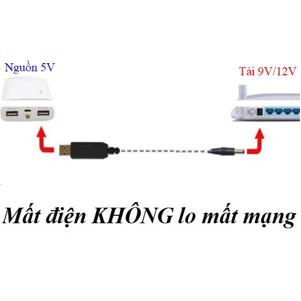 Cáp chuyển đổi điện áp từ cổng USB 5V sang 9V/12V KIM NHA SHOP