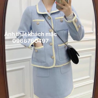 (Sẵn)Set Dạ Tweed Xanh Tiểu Thư