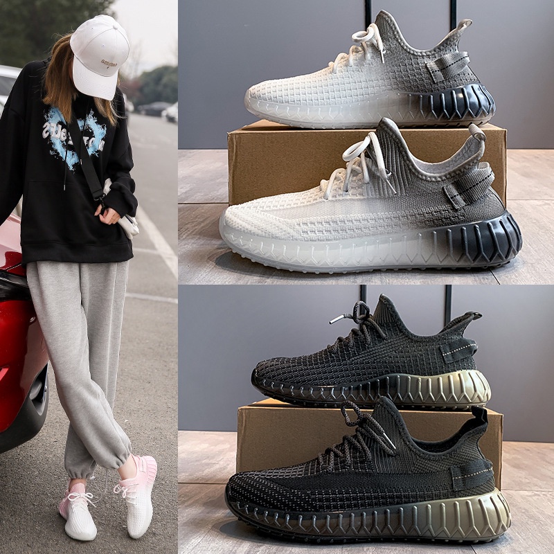 Giày Thể Thao Chzk Flyknit Gọn Nhẹ Thoáng Khí Màu Sắc Gradient Thời Trang
