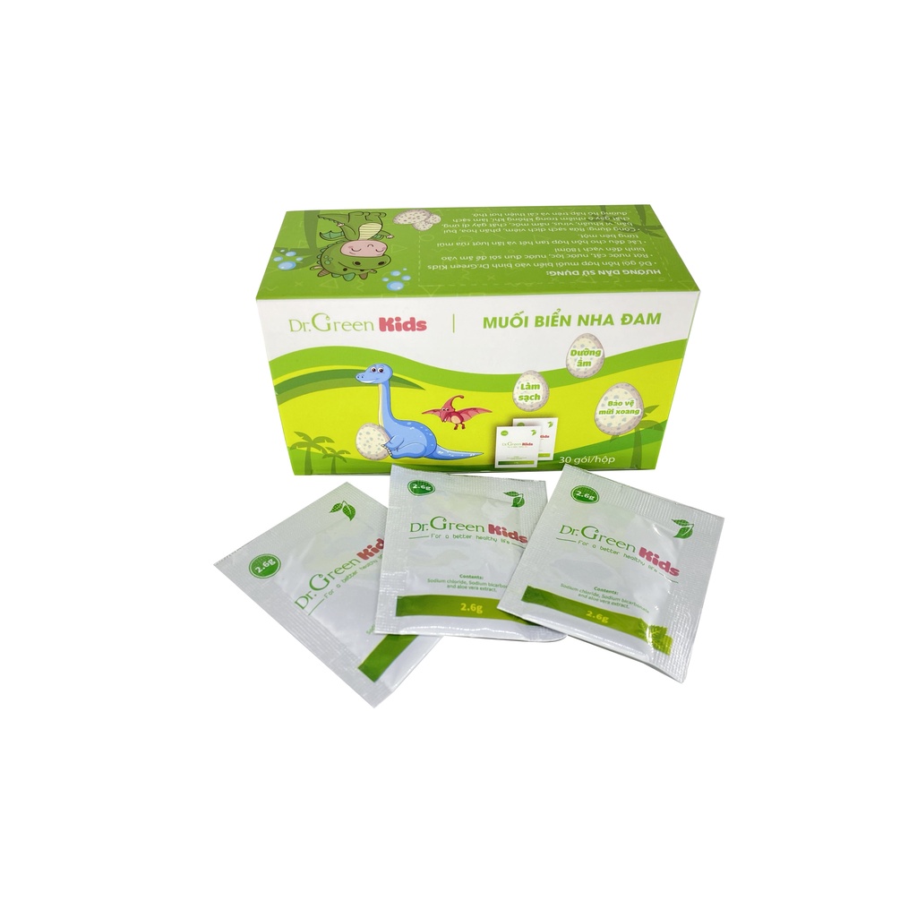 Muối Biển Nha Đam Dr.Green Kids | 5 gói| Rửa mũi cho bé | Hỗ trợ điều trị viêm mũi dị ứng, viêm mũi xoang, sổ mũi