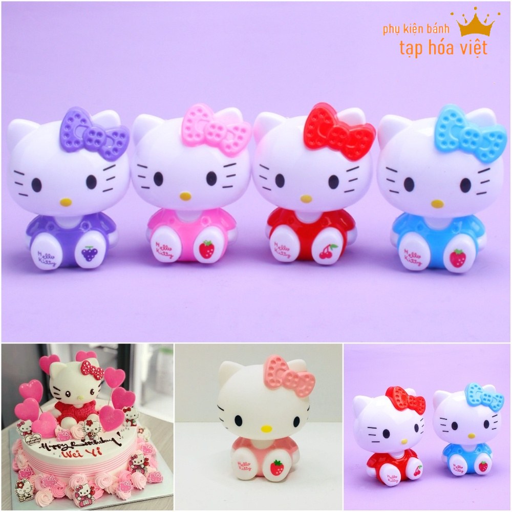 Mèo hello kitty trang trí bánh sinh nhật, mèo kitty trang trí