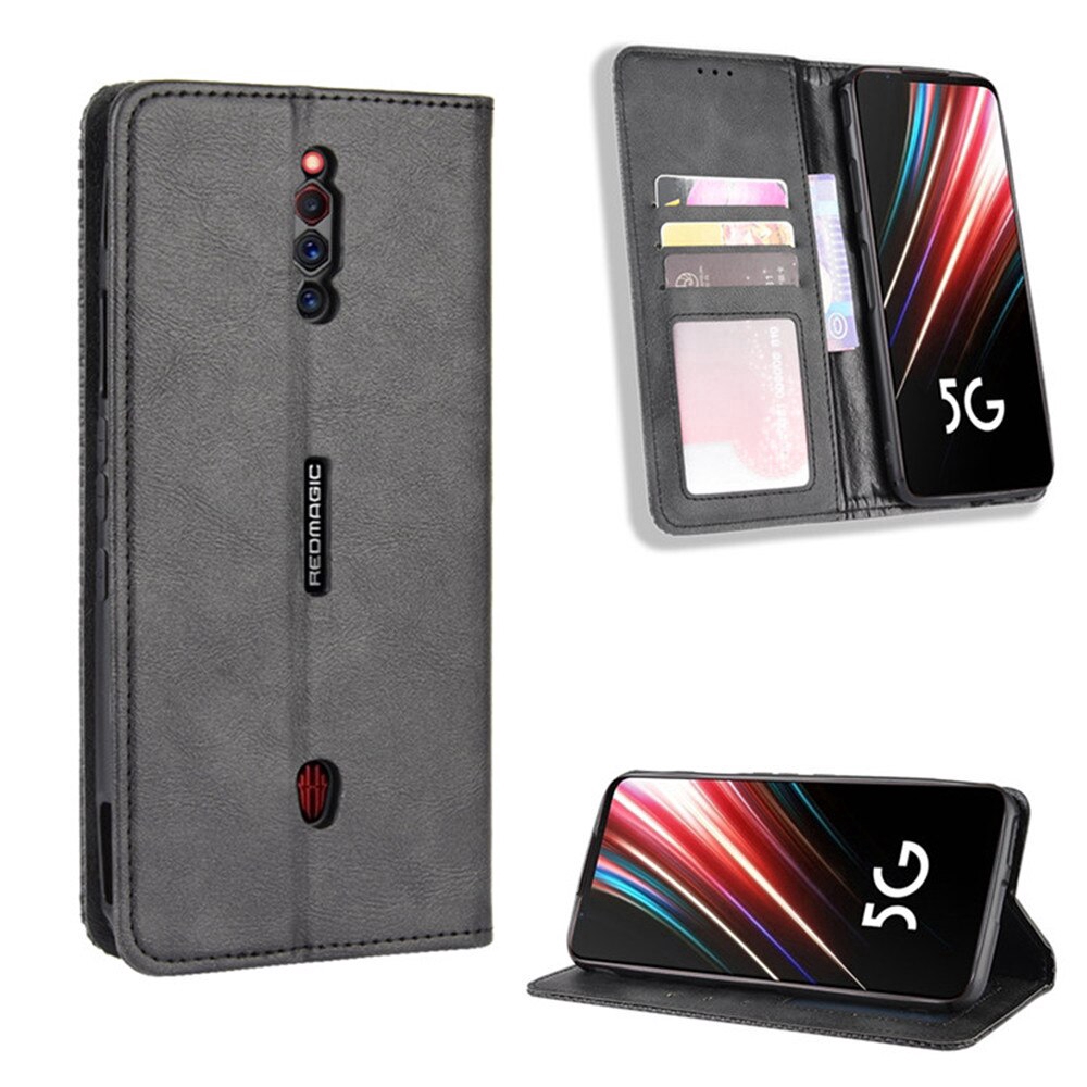 ZTE Nubia Red Magic 5G Case Luxury Flip PU Leather Wallet Magnetic Adsorption Case