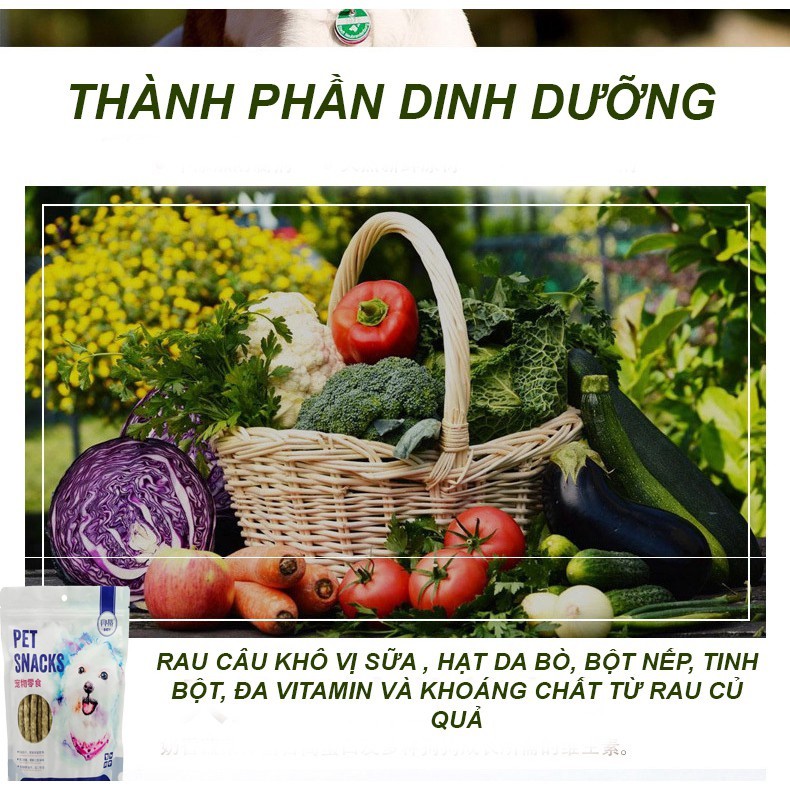 Đồ ăn vặt cho chó thanh rau câu SNACKS bổ sung chất xơ,khoáng chất thúc đẩy tiêu hóa, sạch răng lợi