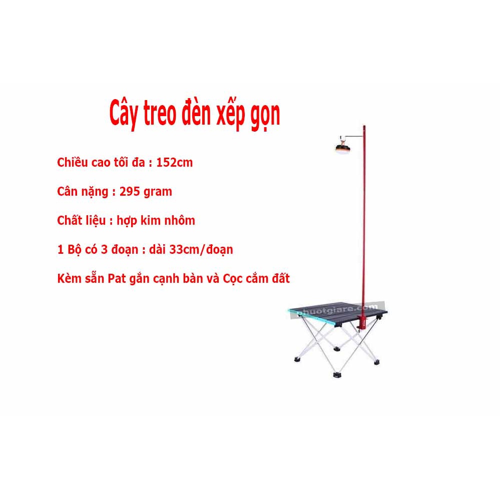 Cây treo đèn xếp gọn cắm đất và gắn cạnh bàn