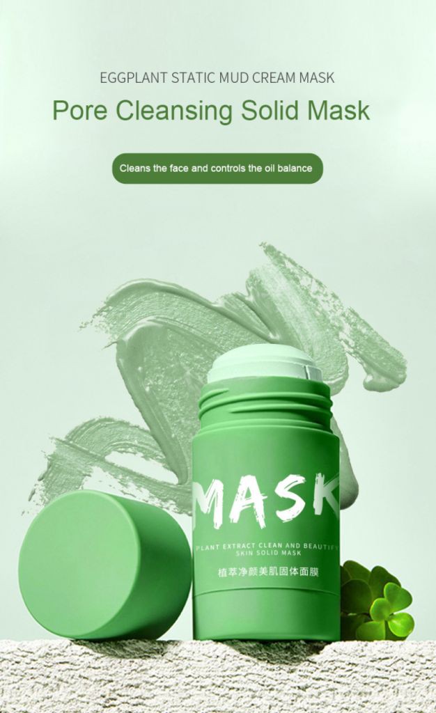 [ready] PINKY Green Tea Purifying Clay Stick Mask, Face Moisturizes Oil Control, Deep Clean Pore, Improves Skin,for All Skin Types Men Máscara facial chá verde berinjela argila purificadora em bastão de limpeza profunda óleo de controle de acne MOLI