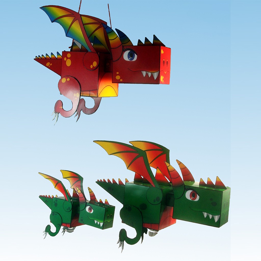 Mô hình giấy động vật rồng Kuboid Dragon