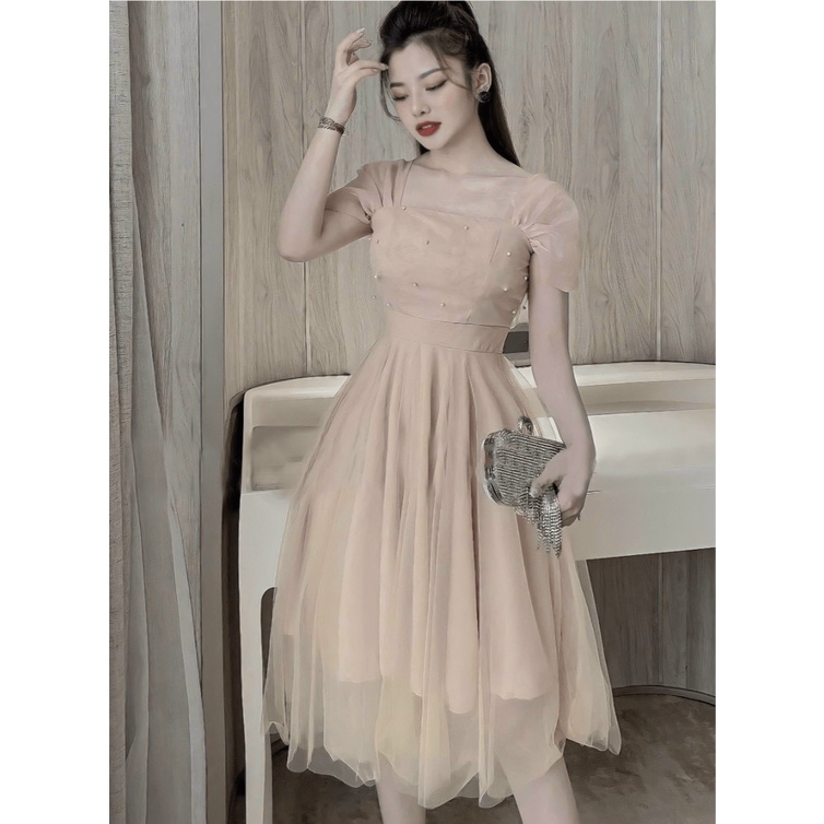 ( HCM ) Đầm xoè công chúa 2 lớp lót siêu xinh , tiểu thư hàn quốc , cực đẹp thời trang hot KME STORE