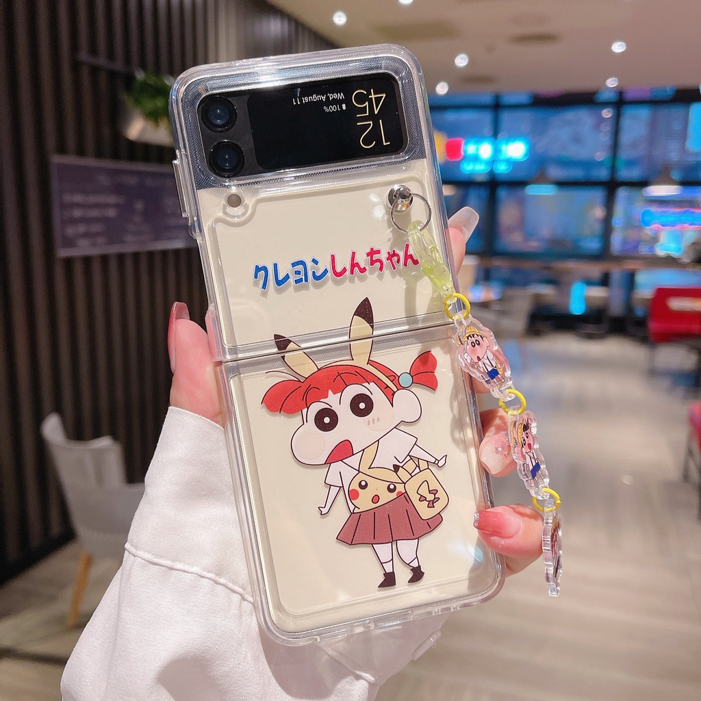 Ốp Điện Thoại PC Cứng Trong Suốt Chống Sốc Hình Cậu Bé Bút Chì Cho Samsung Galaxy Z Flip 3 5G