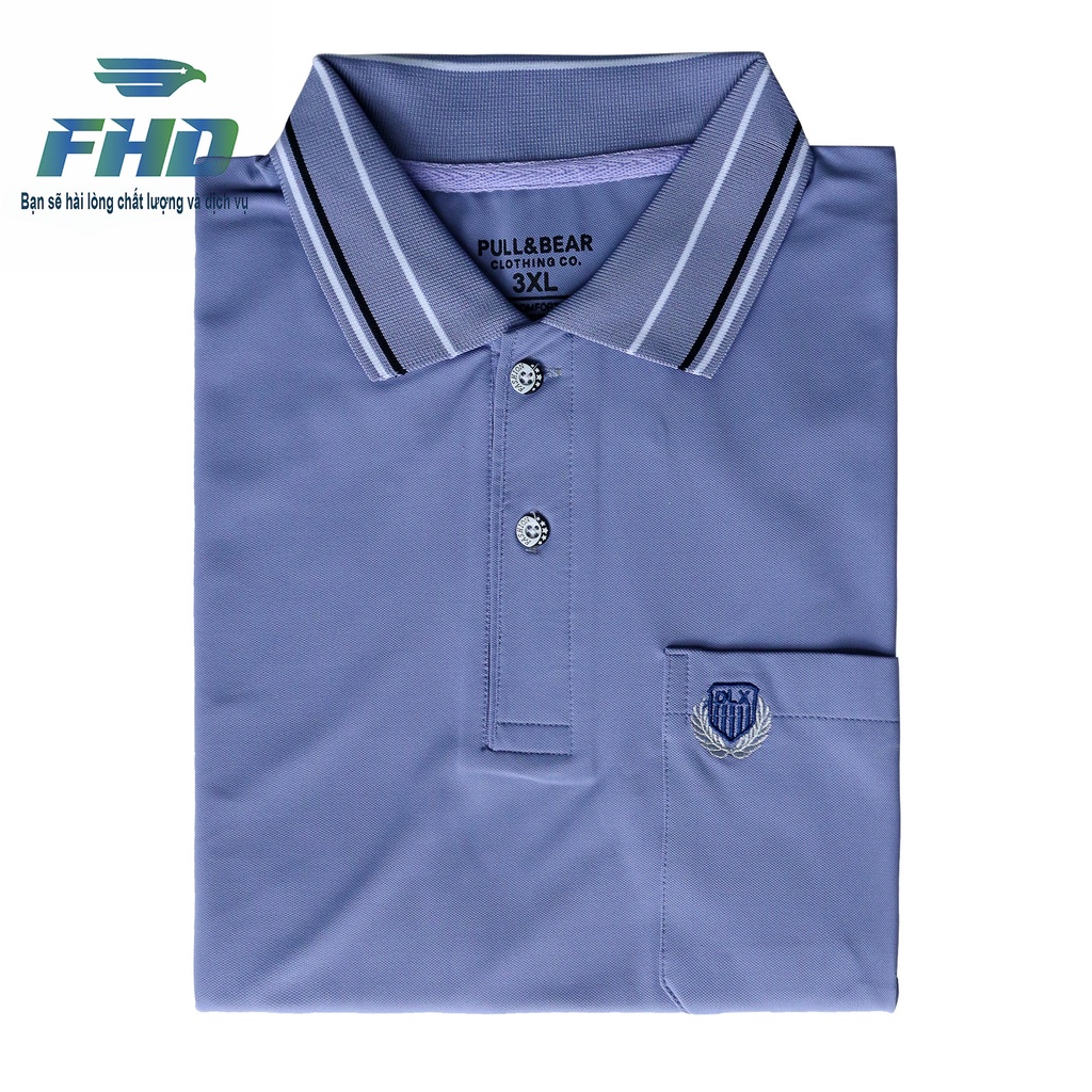 Áo Thun Polo Nam Ngắn Tay Cổ Sọc Có Túi Chất Vải Co Giãn Bền Màu có size cho người 90kg FHDA015_4