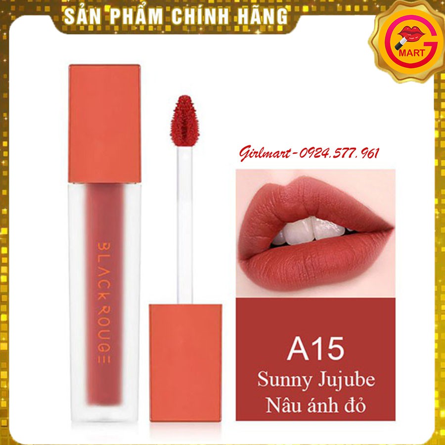 [ SON ] Son Black Rouge Air Fit Velvet Tint Version 3 Sunny Jujube A15 – Nâu ánh Đỏ