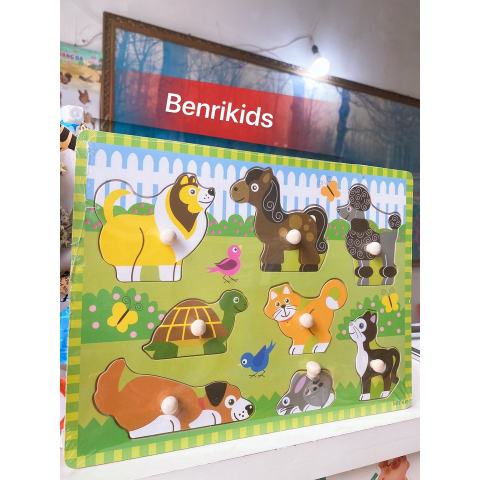 Đồ Chơi Bảng Ghép Hình Núm Gỗ ,Bảng Gỗ Có Núm Cho Bé Loại To Đẹp 23×30cm Nhiều Chủ Đề