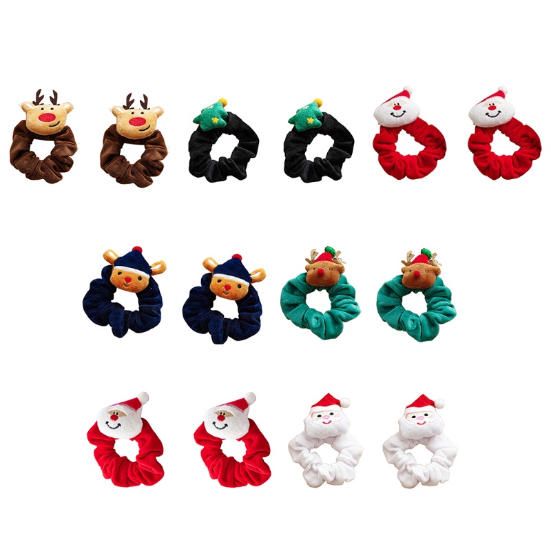 1 dây buộc tóc co giãn hình ông già noel hoạt hình cho bé gái