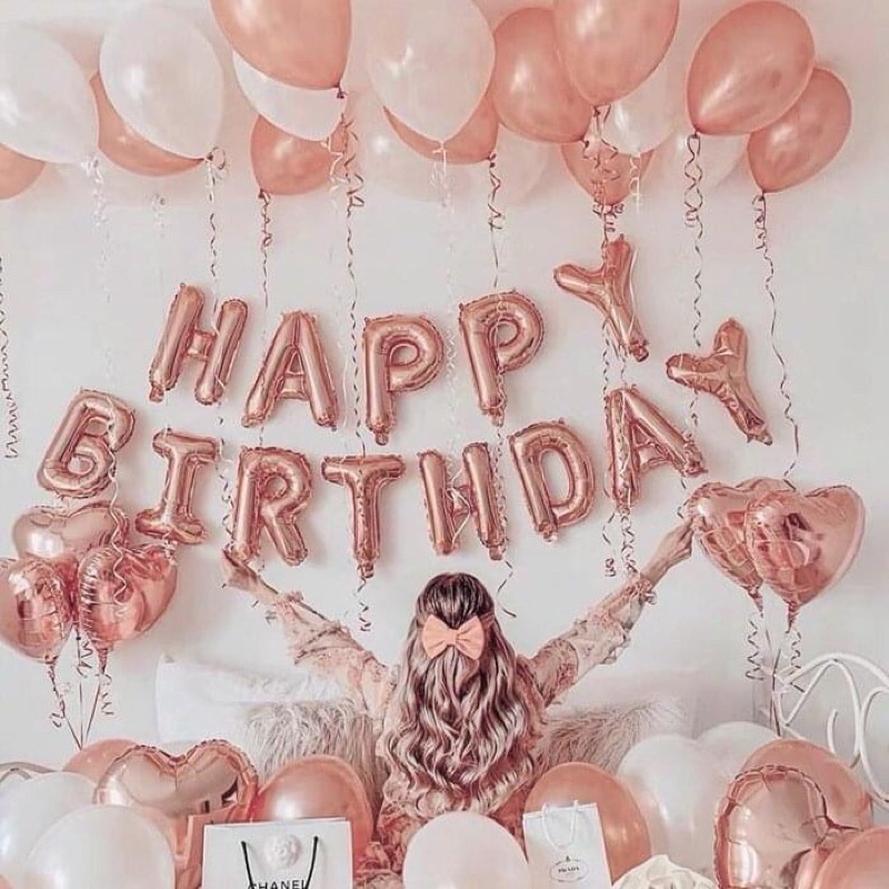 Set Bóng Chữ HPBD Sắc Màu Phối Báng Siêu Nhũ Kiểu Mới Xinh Sang