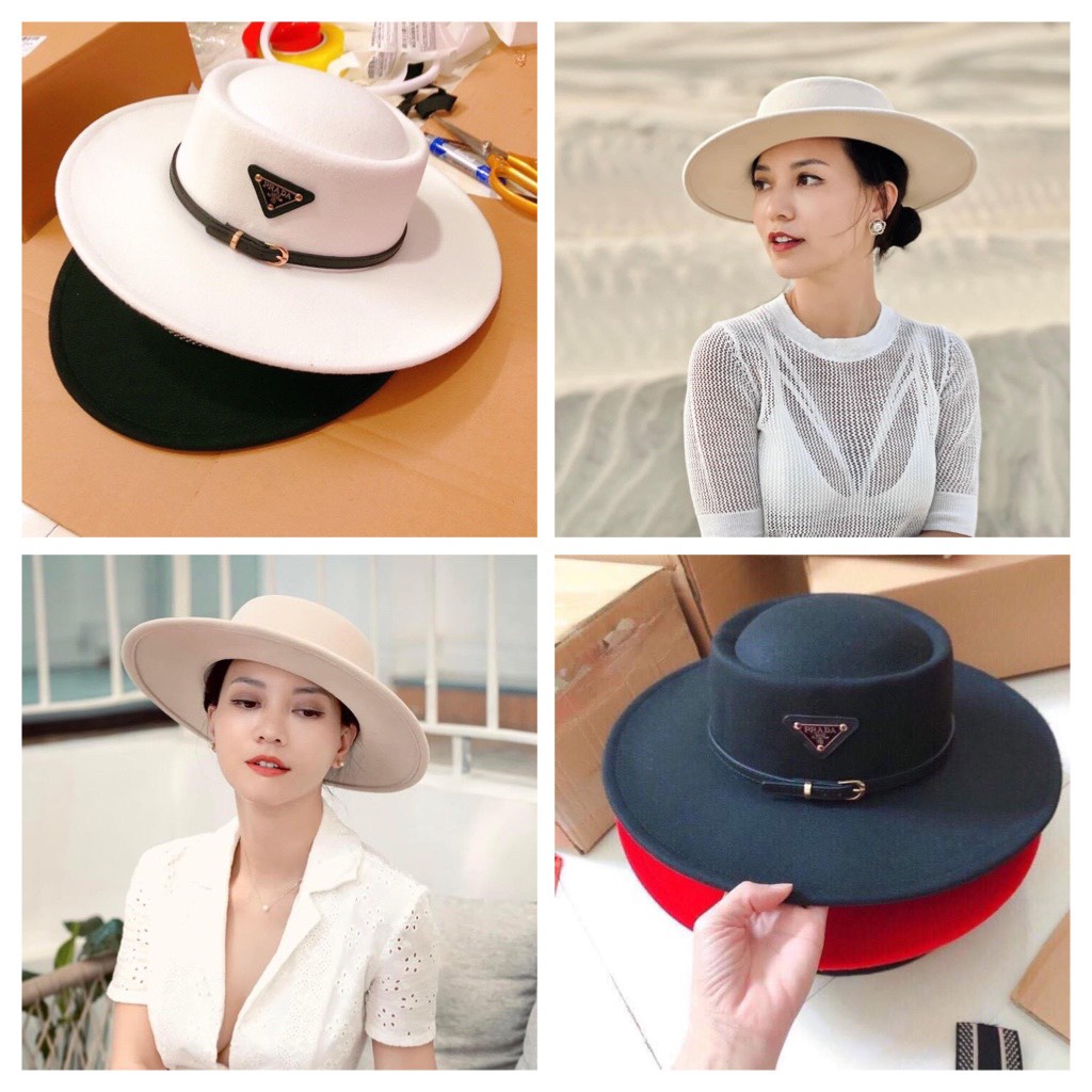 Mũ dạ cao cấp vành 8cm, mũ gaucho đóng bằng thùng cứng, tiệm myphamdep68