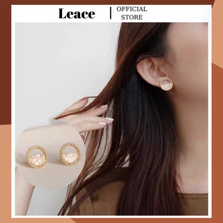 Bông tai khuyên tai hình tròn đính xà cừ nổi thời trang Hàn Quốc ER050 Leace.accessories