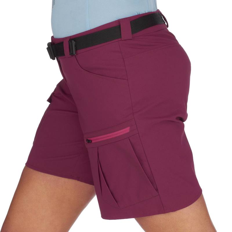 Quần short trekking leo núi Decathlon Forclaz 100 cho nữ - Bordeaux