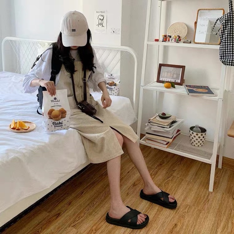 (có sẵn) Dép đi biển nữ quai chéo mùa hè phiên bản Hàn Quốc đế dày chống trượt, D123