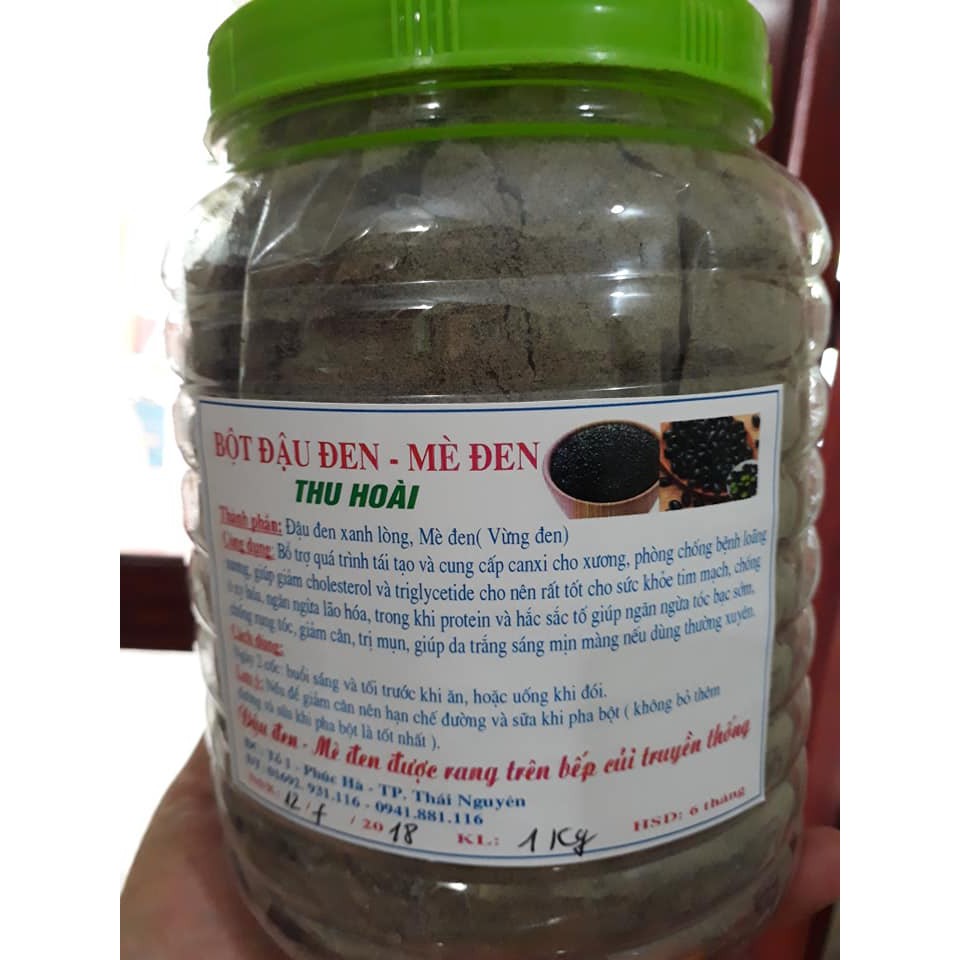 Bột đậu đen mè đen nguyên chất (hạt đậu đen mè đen rửa sạch, rang bếp củi)